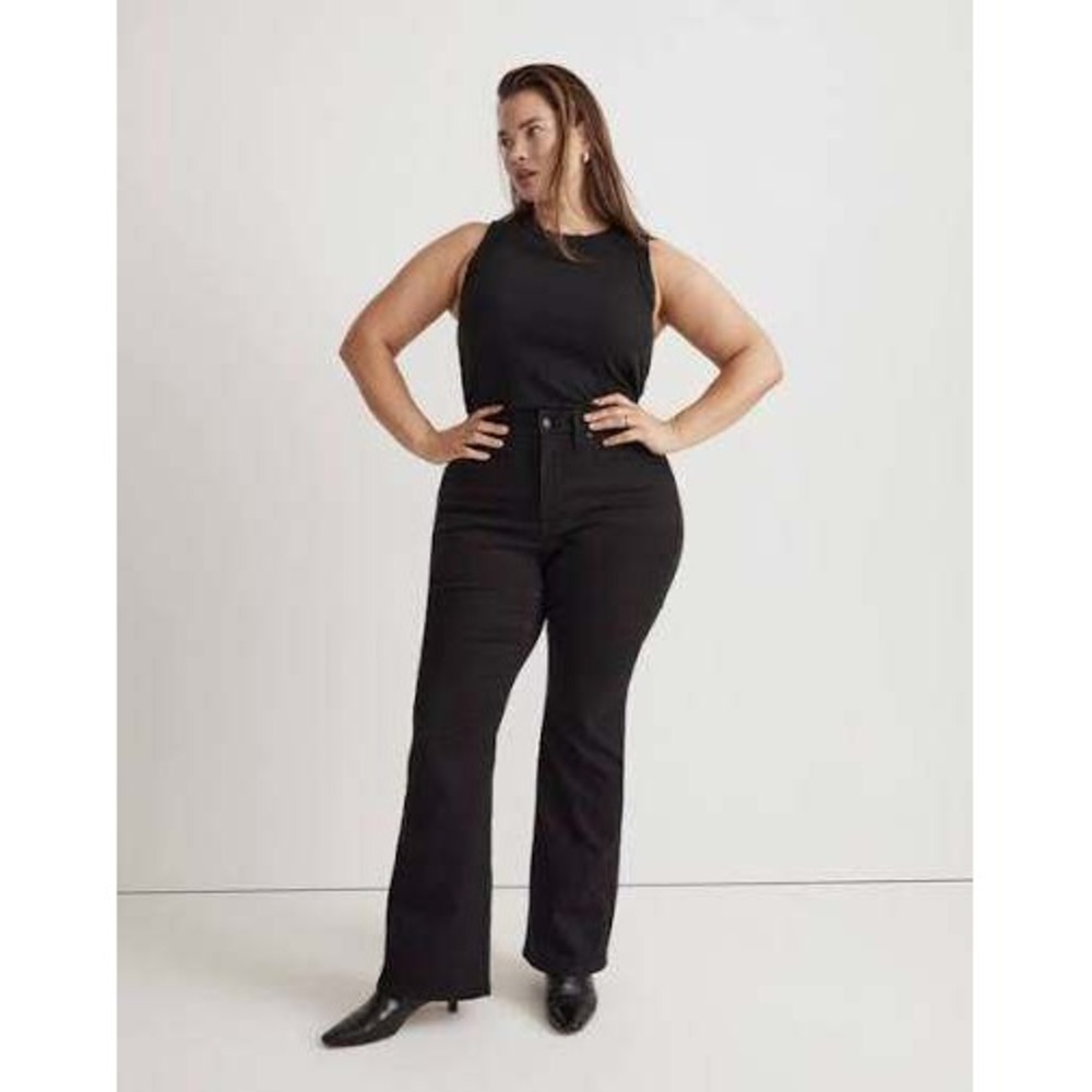 Madewell Curvy Skinny Flare Jeans Black Faded High Rise Petite 32P